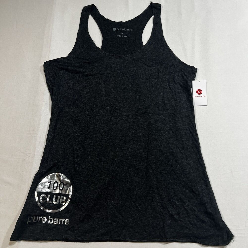 Pure Barre 100 OG Club Racerback Tank L Vintage Black New